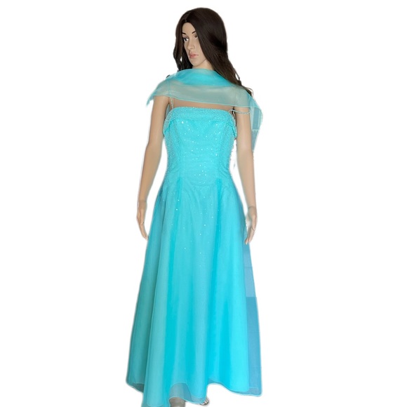 Mori Lee Designer  Women's Strapless Embellished Formal Dress Sea Green Size 7/8 - Picture 12 of 16